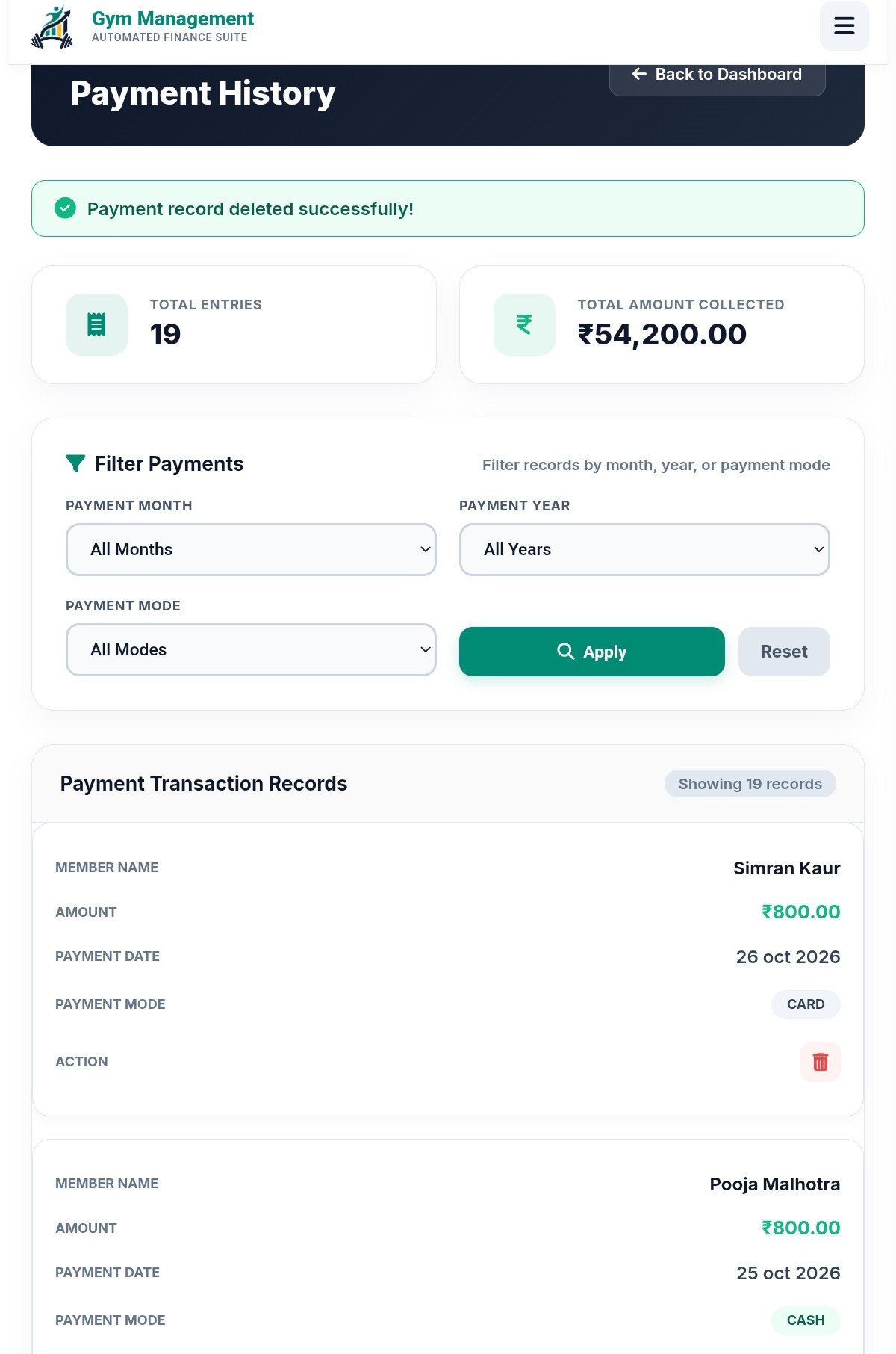 Payment Logs